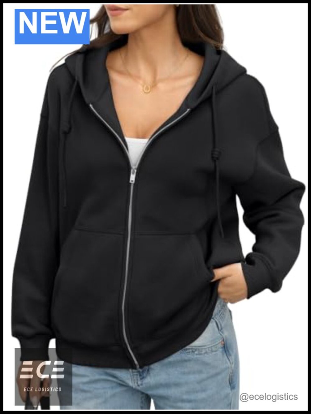 Fleece Zip Up Hoodie Oversized Casual Fall Jacket with Pockets